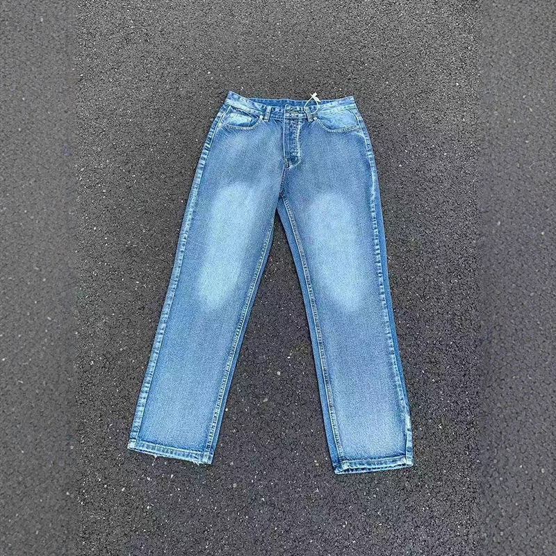 American 501 Vintage Washed Snowflake Pattern Ice Blue Straight High Street Jeans Cleanfit Vibe Style American 501 Vintage Washed Snowflake Pattern Ice Blue Straight High Street Jeans Cleanfit Vibe Style
