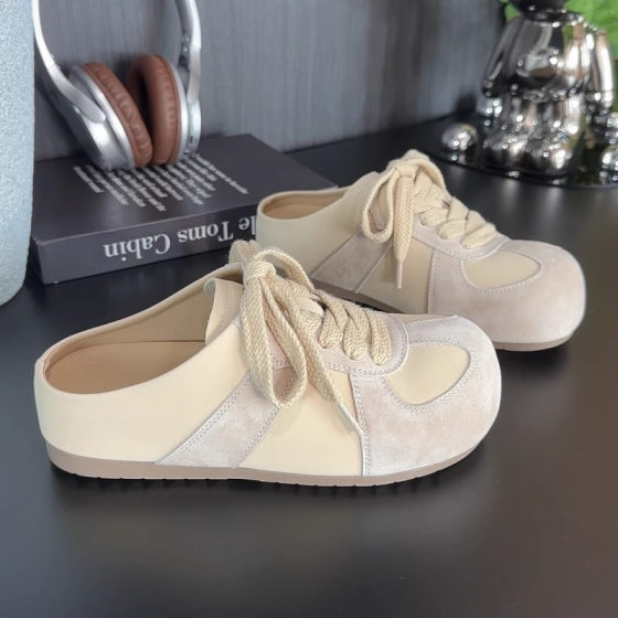 Korean-style Retro Style Lazy Slip-on Baotou Half-tow Women's Outer Wear Spring New Thick-soled Big Toe Birkenan Shoes for 2025