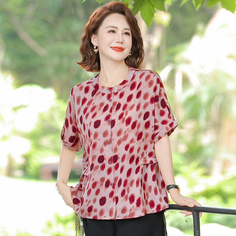 妈妈夏装2025新款洋气上衣服时尚衬衫中老年女装40岁50恤小衫|undefined