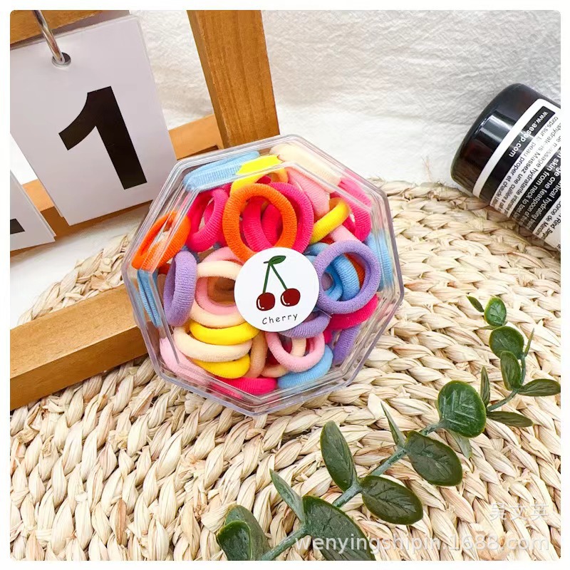 2024 color caramelo cuerda de cabello caja octogonal de banda de goma para niños cabello anillo de cabello cuerda de cabeza dulce lindo pequeño fresco