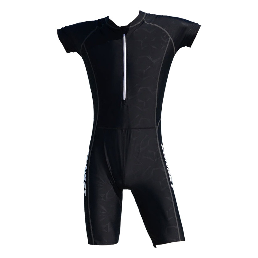 Men's One-Piece Swimsuit, Short-Sleeved, Five-Quarter Pants, Sun Protection, Large Size Training, Professional Competitive Swimwear, Youth Custom-Made Tights