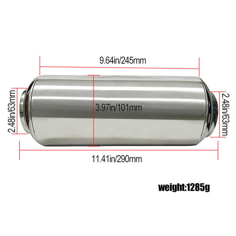 Car Modification Parts Stainless Steel Mid-Section Exhaust Pipe Vortex Resonator Silencer