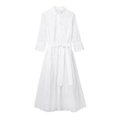 2023年春季白色衬衫裙女士休闲时尚气质刺绣腰带衬衫迷笛连衣裙