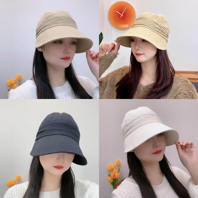 春夏新款百搭大帽檐显脸小韩版遮阳渔夫帽大头围折SL英