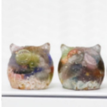 クロスボーダーの新しい水晶の砂利の小さいフクロウの滴のゴムの置物の小さい景観の装飾の手工芸品