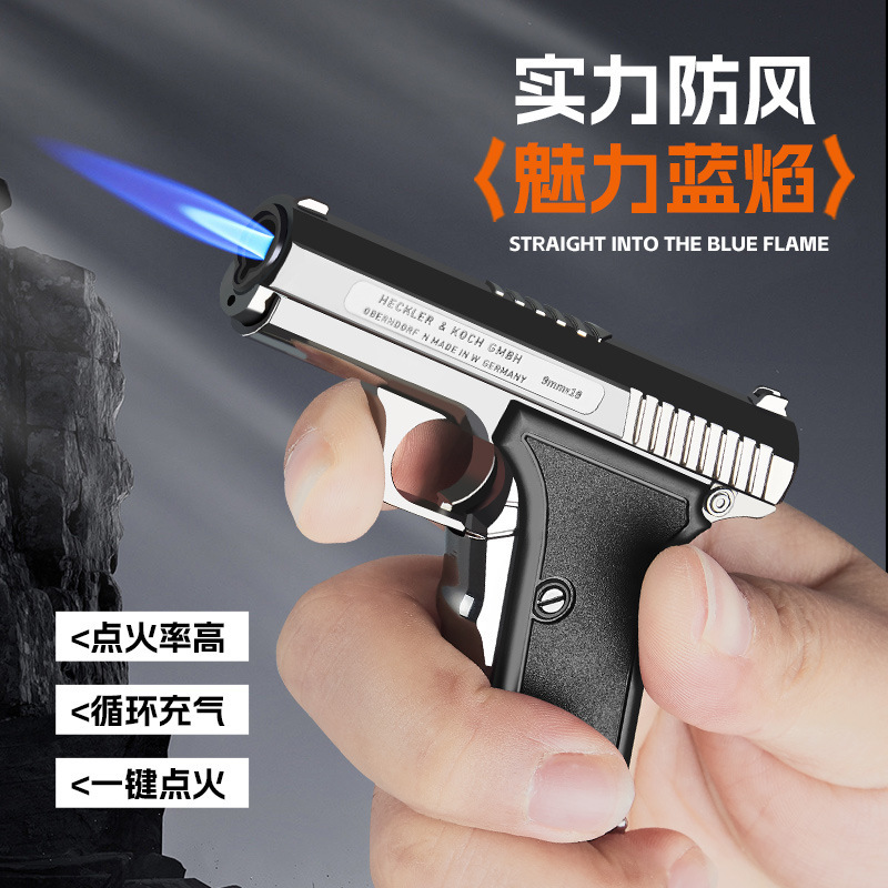 Encendedor de gas a prueba de viento con llama azul