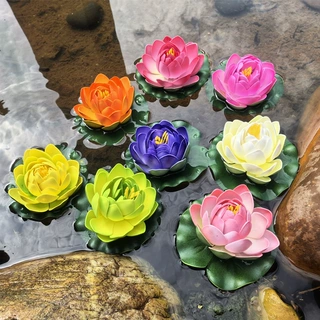 10cm半开鱼缸装饰仿真荷花水池莲花睡莲塑料摆件供佛高仿真