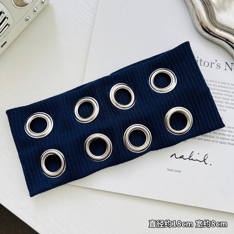 Transfronterizos europeos y estadounidenses correa de cabello personalizada correa de cabello metálica hueca retro banda de cabello elástica punk ancha para mujeres toques de cabello