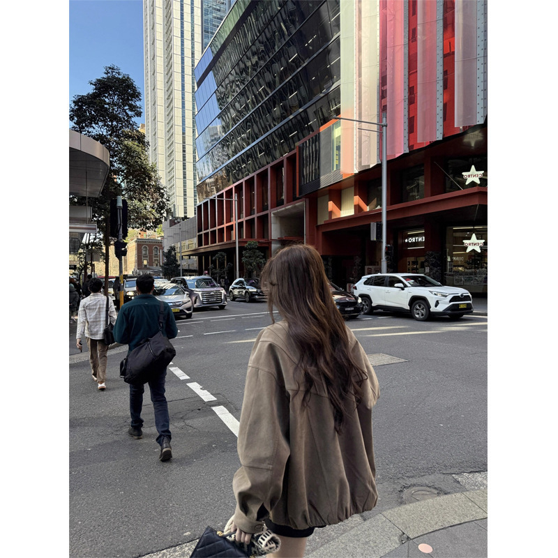 复古风麂皮夹克上衣女2025秋季设计感宽松显瘦巨好看绝美工装外套|undefined