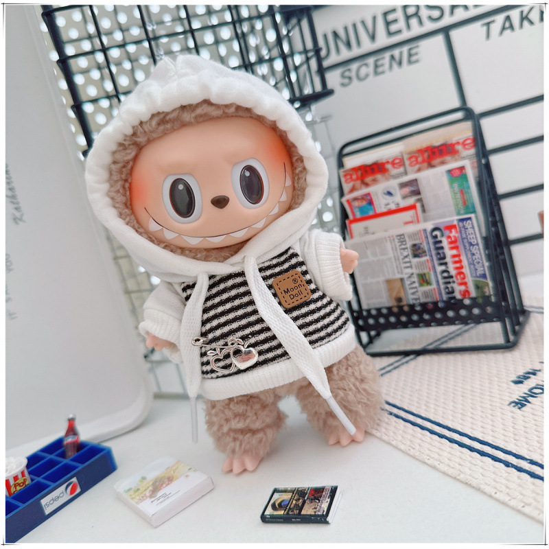 labubu ベビー服 Labubu 第一世代第二世代第三世代 10 センチメートル綿人形黒と白グレートレンディなスウェットシャツパーカーパンツ|undefined