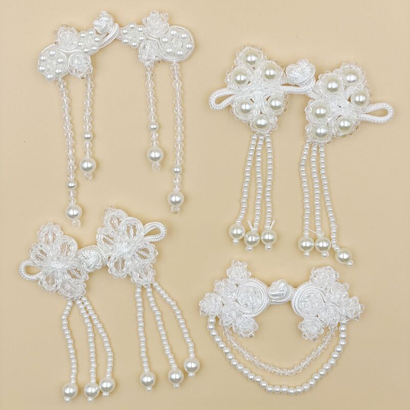 Handmade beaded crystal tassel plate buckle Hanfu cheongsam buckle Chinese knot matching buckle clothing accessories DIY jewelry accessories