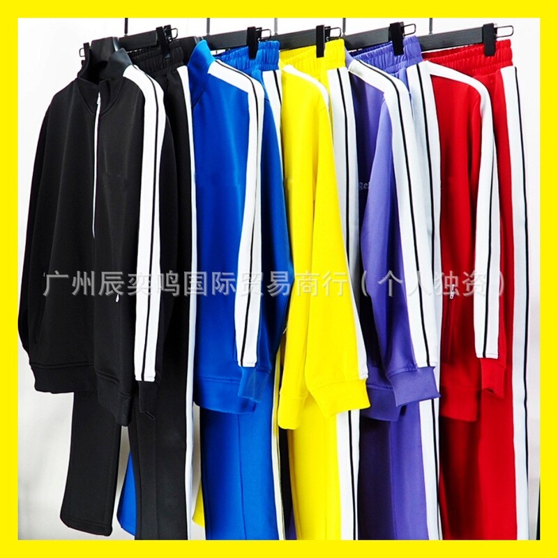 Correct version of Pa palm tree sports suit, black and white striped casual unisex angel trendy brand sports pants and casual jacket