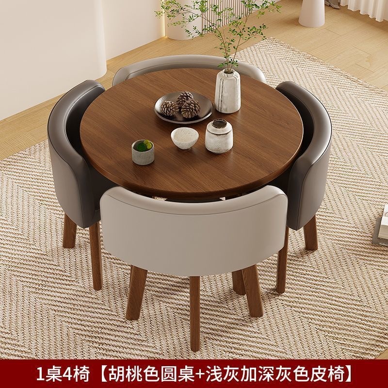 Mesa de comedor doméstica simple y moderna, mesa de comedor, mesa de comedor, mesa de comedor, mesa redonda de sala de estar, silla de comedor de almacenamiento completo image 7