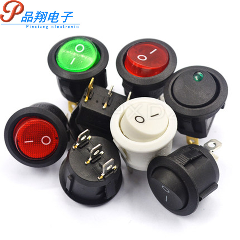 KCD1 船型开关 圆形开关 2脚2档 两脚两档6A250V开孔20MM电源开关