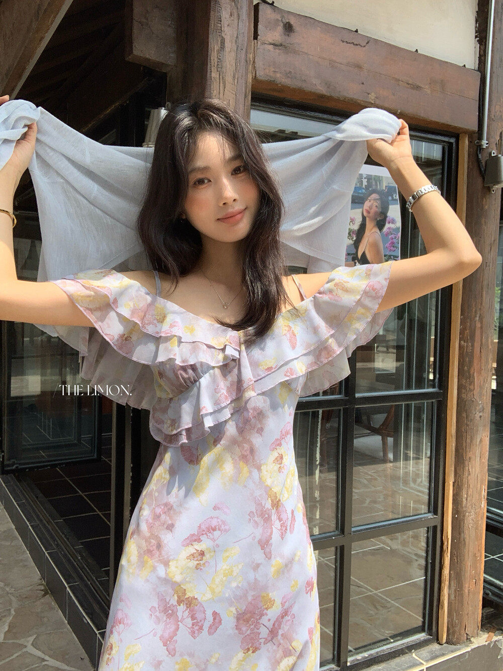 Đầm maxi nữ thắt eo cổ yếm họa tiết hoa nhí phong cách Pháp — màu tím chi tiết 31