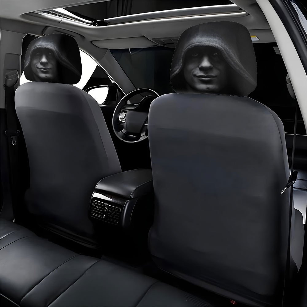 Car Headrest Cover with Dark-Themed Mysterious Figure Print, Can Be Customized with Label and Image, Popular Cross-Border Product, Universal Fit