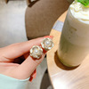 Silver needle, brand mountain tea from pearl, fashionable earrings, Korean style, internet celebrity, simple and elegant design