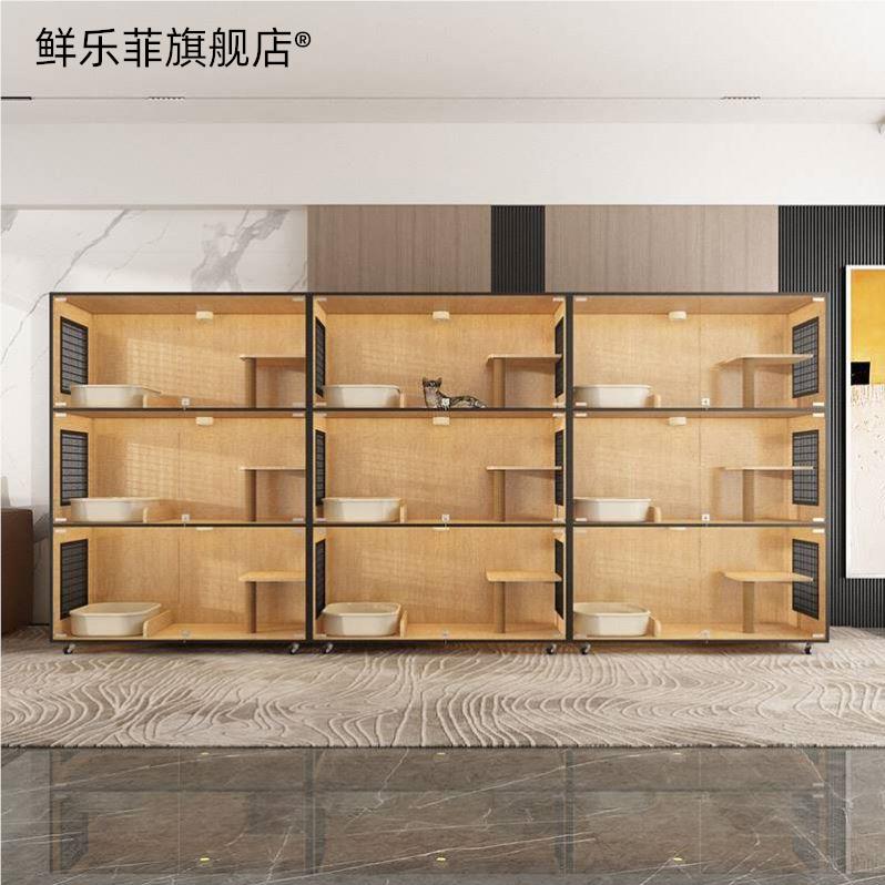 Cat Cabinet Cat Villa Solid Wood Luxury Breeding Foster Cabinet Glass Large Space Cat House Cat Cage Incubator Display Cabinet Wood