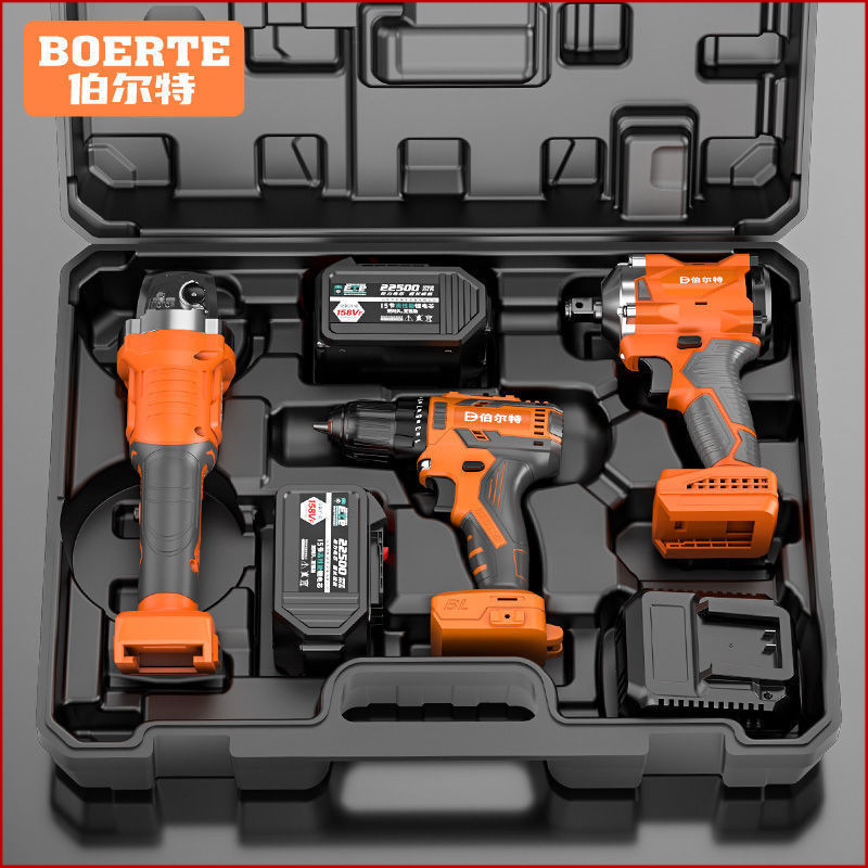 伯尔特三件套15节电池无刷锂电电钻充电款角磨机电钻扳手电池通用