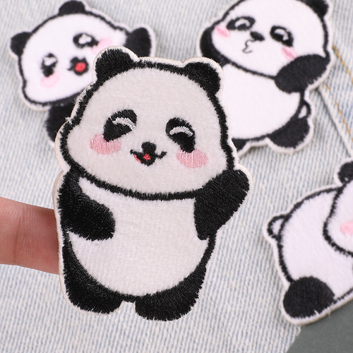 Strawberry computer embroidery label embroidery stickers cartoon animal panda clothing accessories patch stickers original self-adhesive cloth stickers
