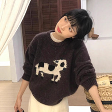 韩国东大门 H.one复古小羊加厚休闲宽松毛衣女秋冬季慵懒软糯套头