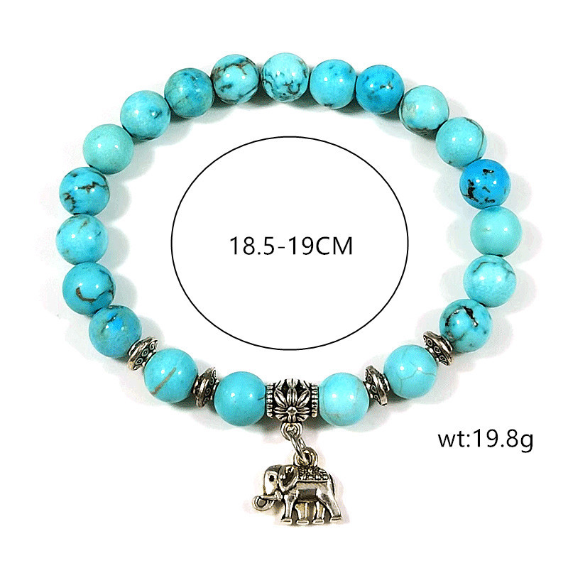 Europeo y americano pequeño libro rojo pegamento relleno Pino elefante colgante pulsera azul Pino estilo bohemio estudiante ronda pulsera de cuentas al por mayor