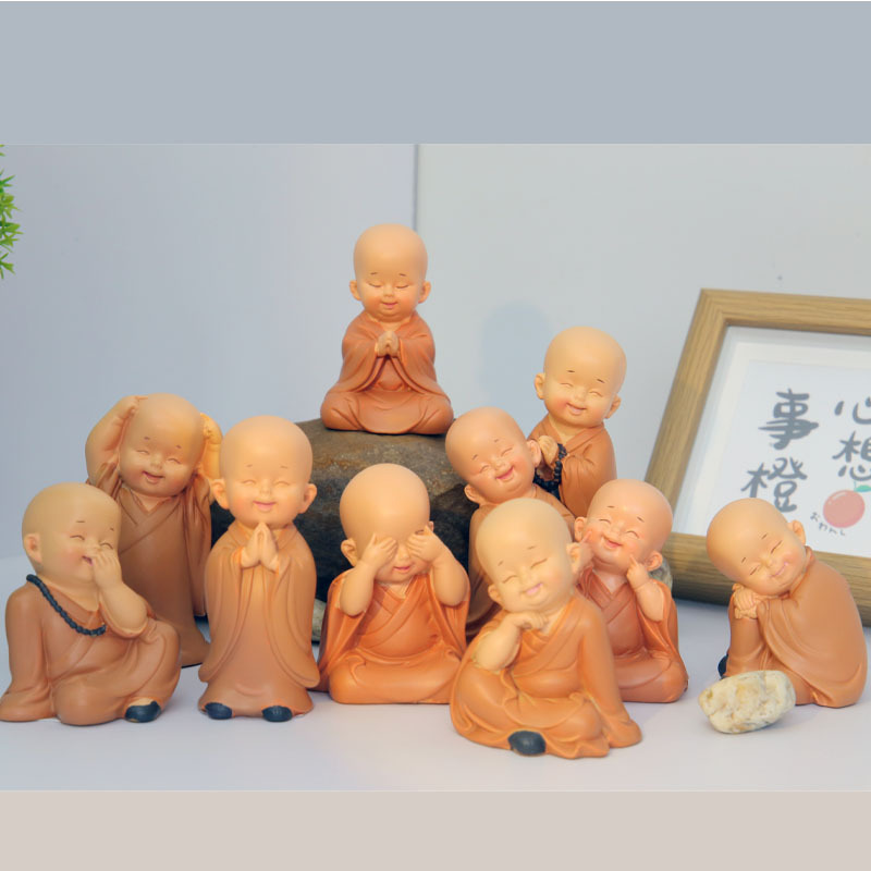 禅意小和尚摆件客厅书房佛系小弥勒人物新中式家居装饰品摆设茶宠|undefined