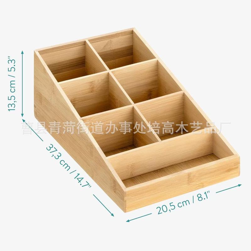 木製デスクトップティーバッグ収納ボックス、コンパートメント付きコーヒー収納ボックス、マルチコンパートメントスパイスボトル収納ボックス、スナック収納ボックス|undefined