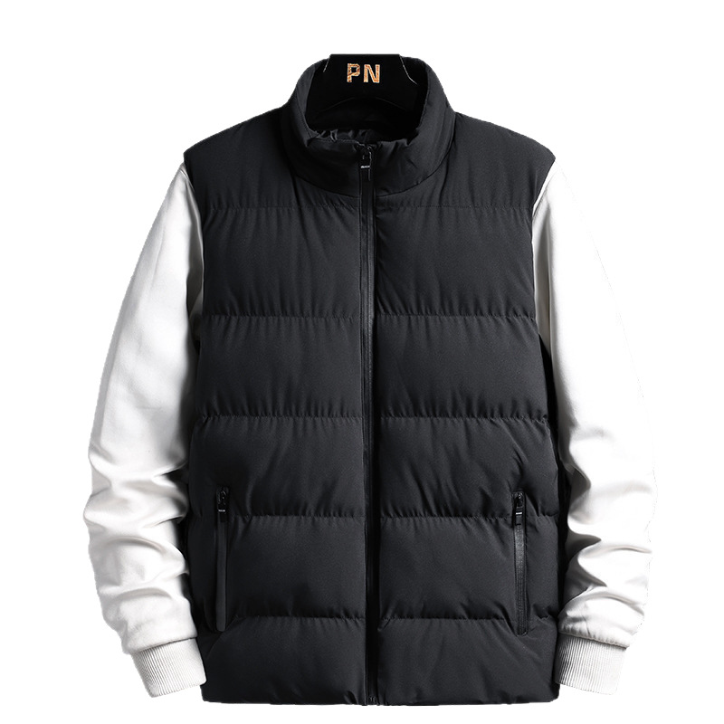 Chaleco Acolchado de Cuello Alto para Hombre de Poliéster Sin Mangas para Invierno