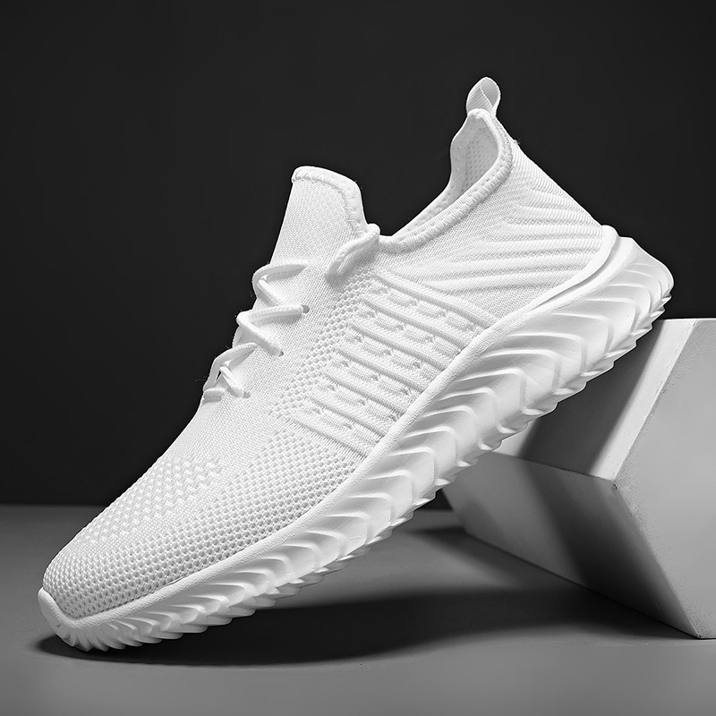 Autumn white fashionable trend casual sneakers with shoelaces