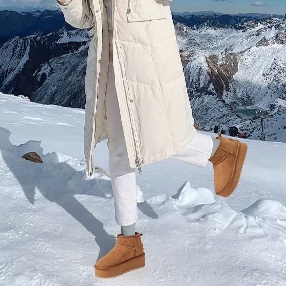 皮毛一体厚底雪地靴女2025冬季新款保暖厚底增高东北雪地靴棉靴|undefined