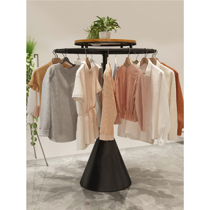 服装店货架圆形衣架展示架落地式男女童装店衣服挂可旋转衣中岛架