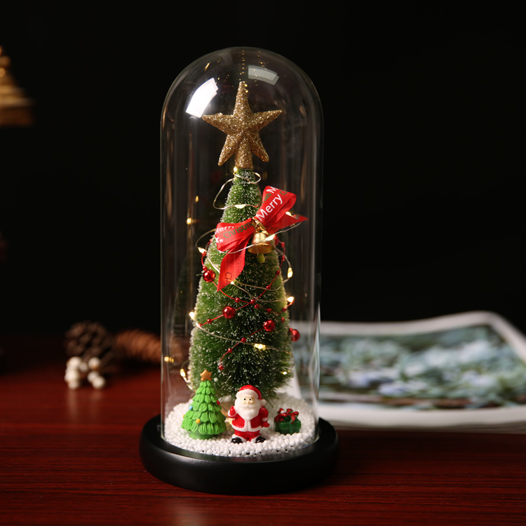 Decoración navideña creativa con luz LED para árbol de Navidad, cubierta de vidrio, adorno de regalo navideño