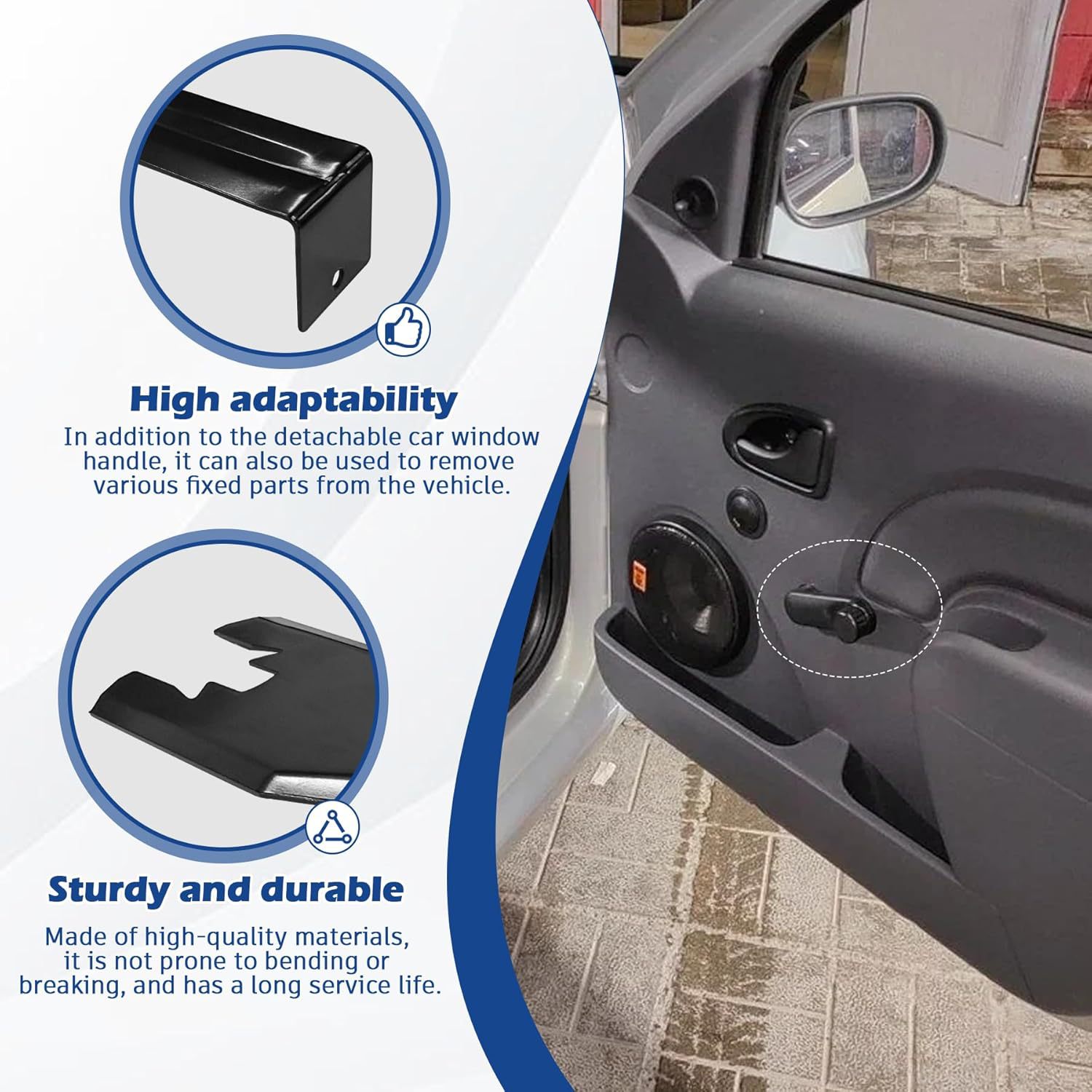76951 Car Window Handle Removal Tool with 10 Window Handle Crank Fixing Clips