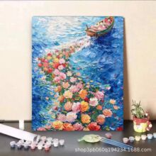 diy数字油画风景郁金玫瑰2025新款房间卧室装饰画填色客厅挂画