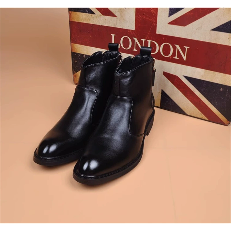 Мужские корейские модные кожаные сапоги мужские кожаные сапоги популярные мужские сапоги осень-зима теплая высокая кожаная обувь джинсовые сапоги