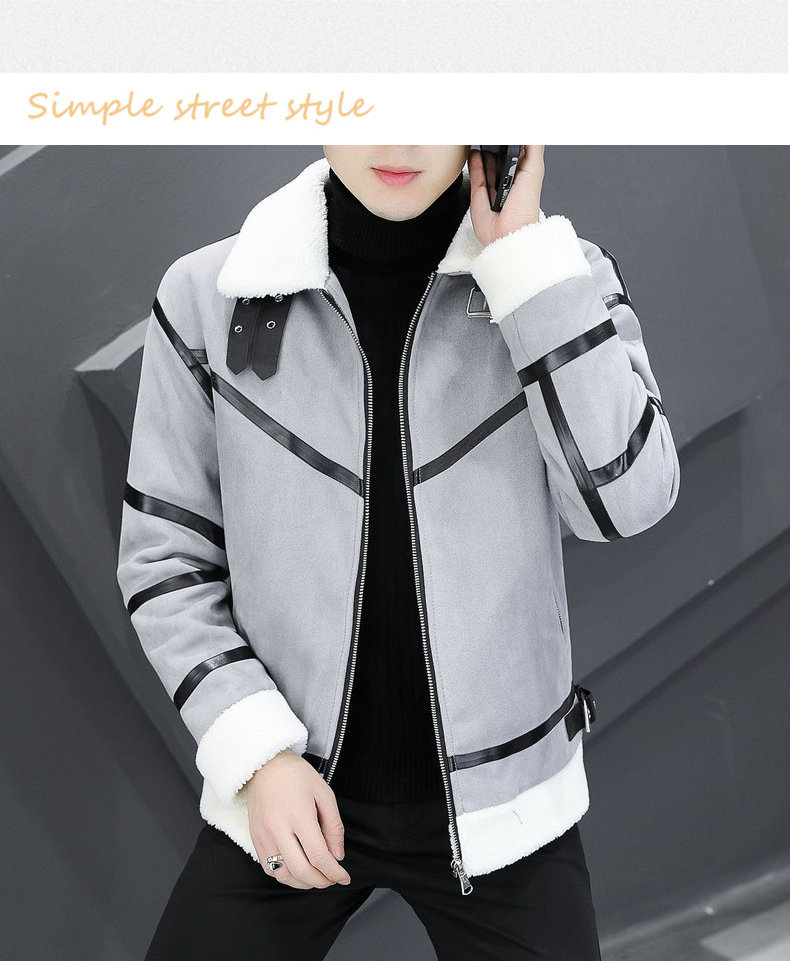 Men's Leather Jacket With Velvet Lining And Fur Collar Warm_voghion.com