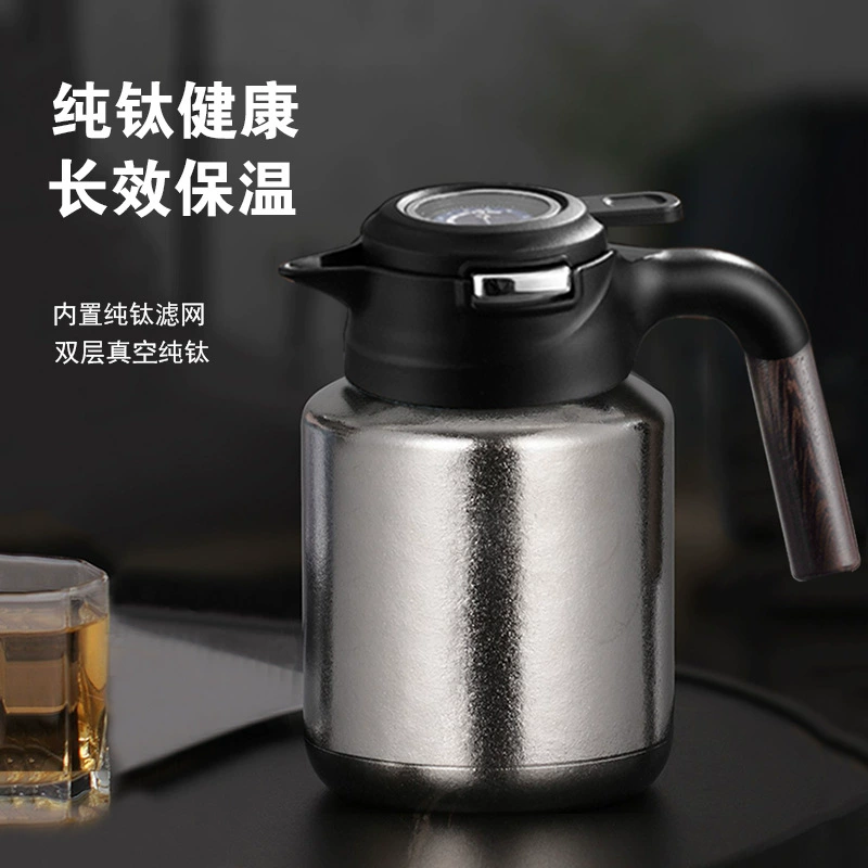 Чайник для тушения из чистого титана для домашнего использования, чайник для тушения старого белого чая, изолированный чайник из титанового сплава большой емкости с гравировкой.
