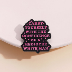 歐美外貿新款創意英文句子徽章個性粉色字母造型合金烤漆胸針批發