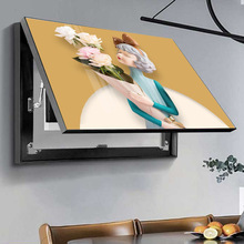 批发卡通女孩电表箱装饰画液压杆遮挡箱电闸箱晶瓷画现代简约壁画