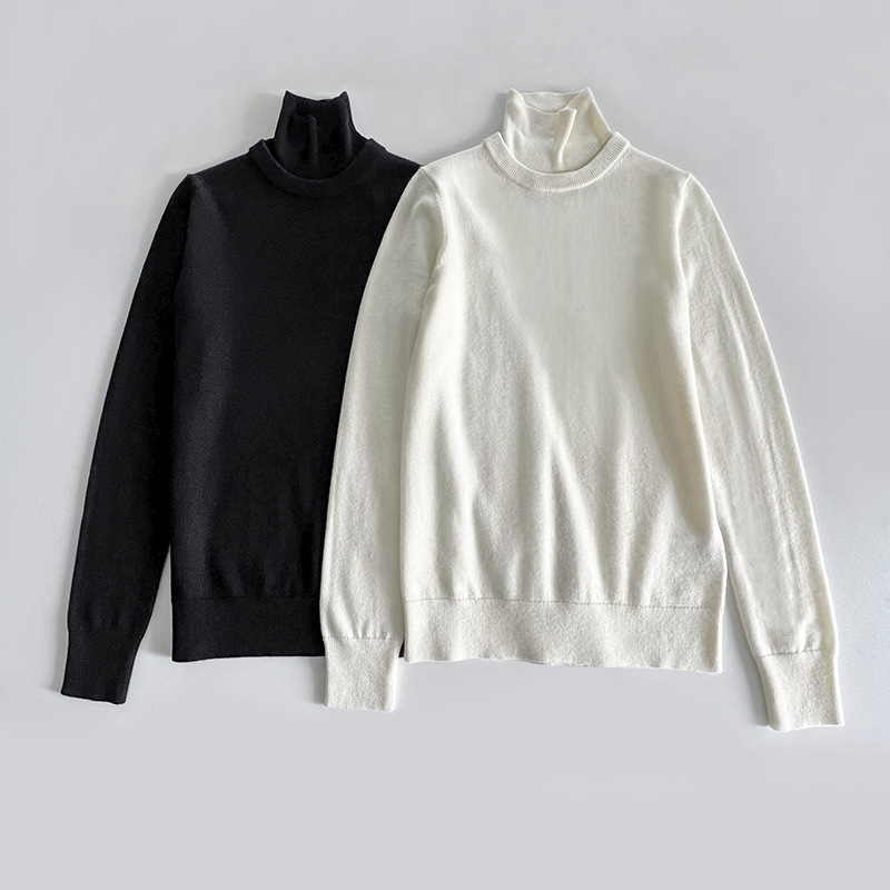 Luxury silk sweater ~ autumn and winter fried warm solid color classic OL straight silk collar wool sweater New