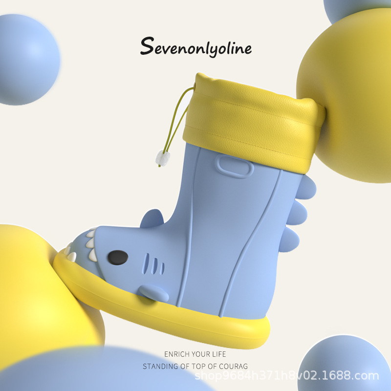 Wholesale Cartoon Shark Children's Rain Boots for Boys and Girls, Autumn and Winter Plus Velvet Baby Rain Boots for Toddlers and Primary School Students
