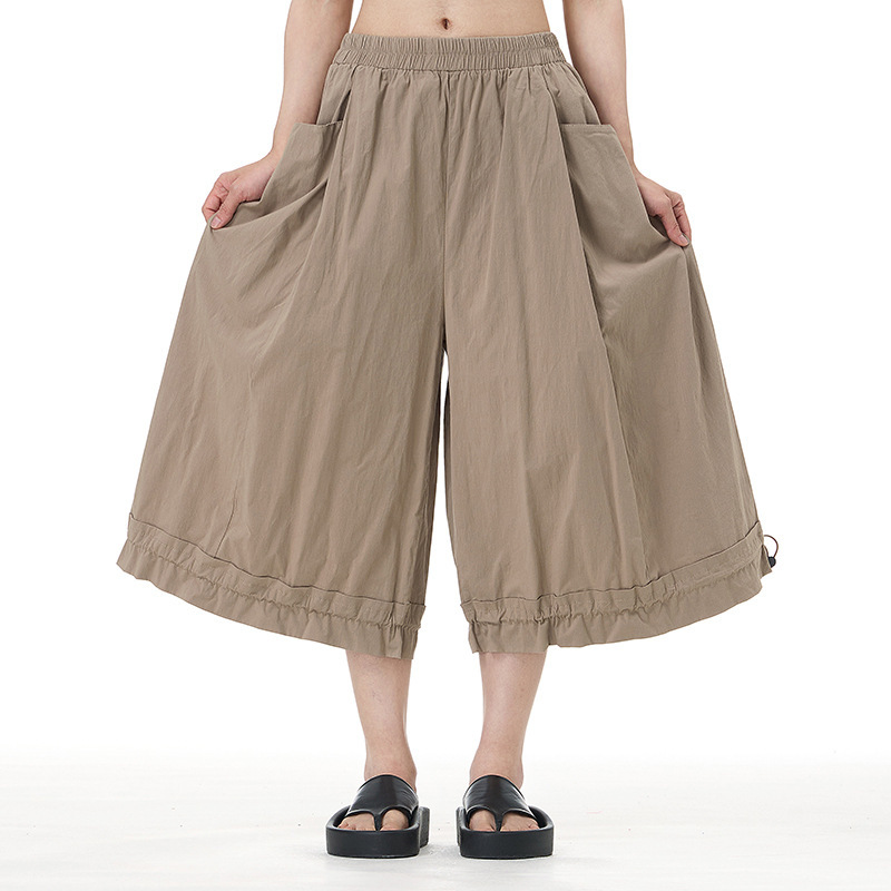 Large Pocket Cargo Pants 2026 Summer New Style Loose Slimming Plus Size Women's Clothing Japanese Korean Style Cropped Pants 69960