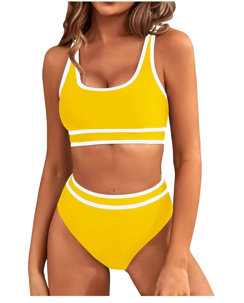 Comercio exterior europeo y americano bikini dividido transfronterizo traje de baño mujer ajustado color sólido sexy Amazon spot traje de baño mujer