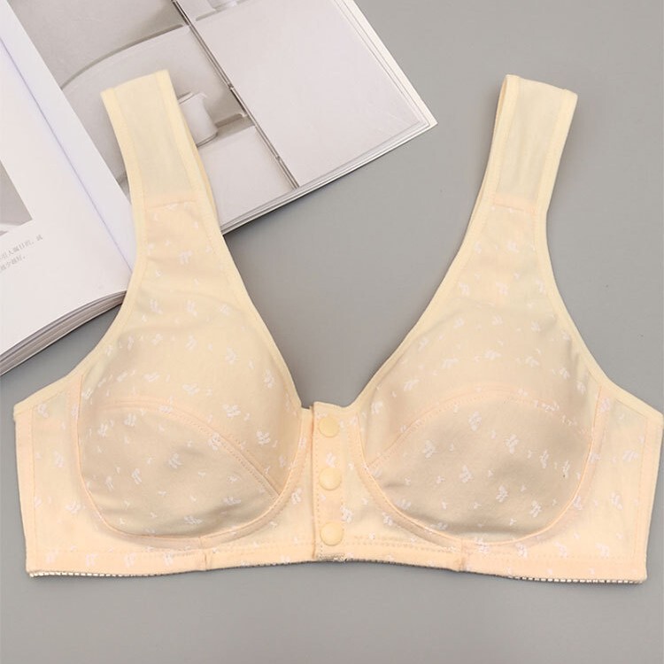 Middle-Aged and Elderly Women's Thin Bra, Mother's Underwear, Front Button, Vest Style, Large Size, No Rims, No Sponge Bra Wholesale