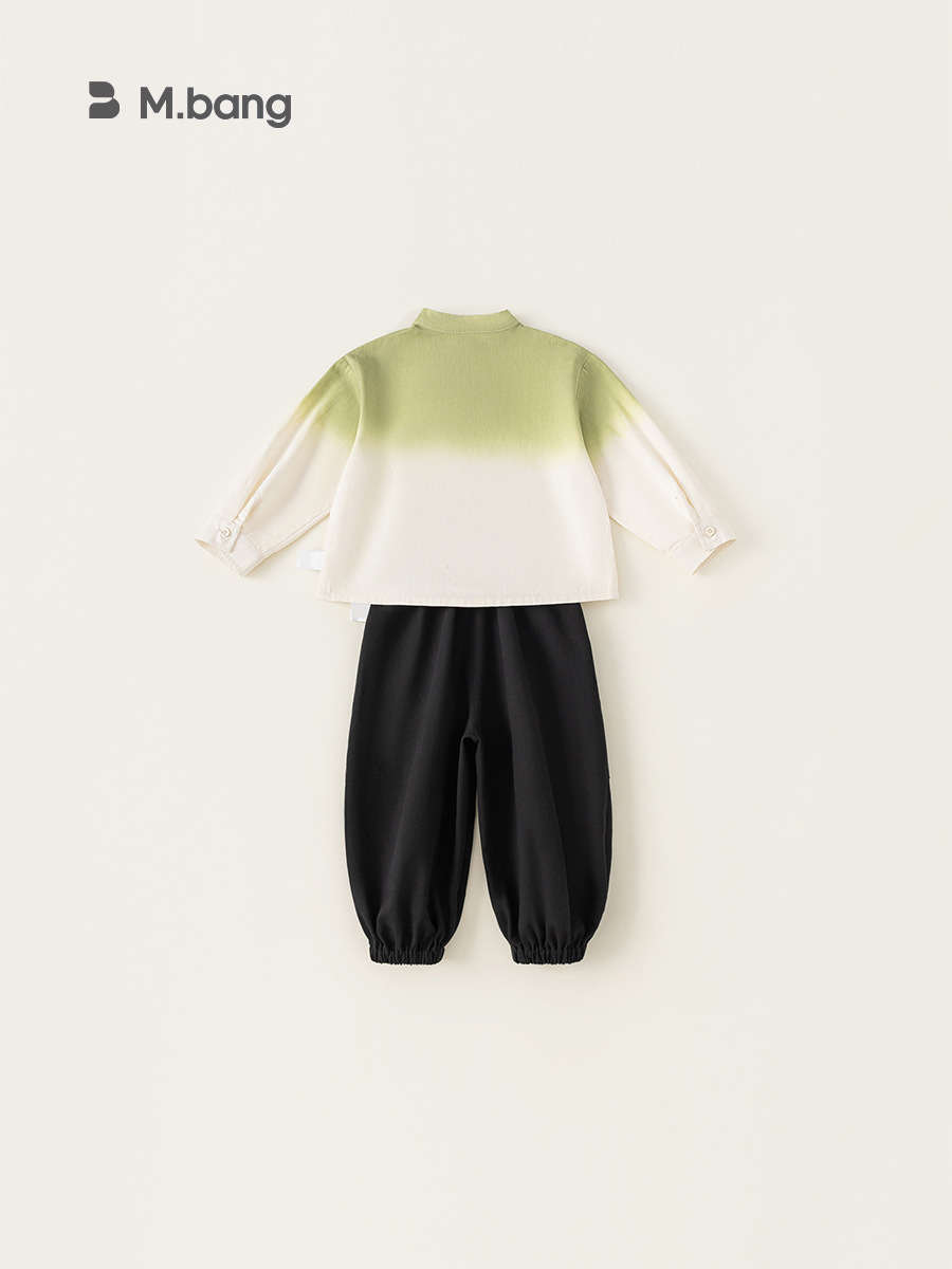 Yoobao ropa infantil para niños de otoño estilo nacional conjunto 2026 nueva camisa gradiente de hebilla de disco de color sólido pantalones de dos piezas image 5