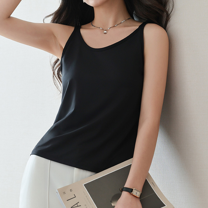 Women's Ice Silk Traceless Vest Bottoming Outer Wear free size Sling Sleeveless Slim-Fit Dynamic Popular Popular Traceless Top