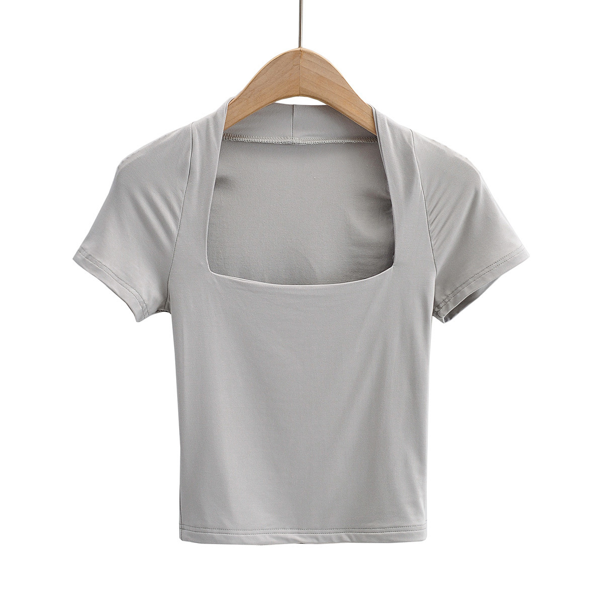 U-neck plain color tee NSAC48756