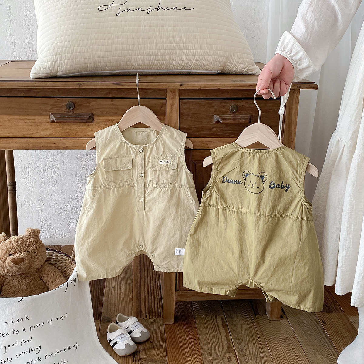 Dianxi Baby Sleeveless Jumpsuit, One-Piece Summer Baby Super Cute Thin Work Vest Jumpsuit