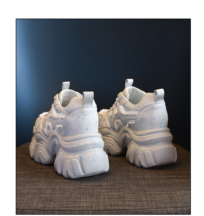 Giày sneaker nữ đế dày chunky lưới thoáng khí tăng chiều cao — Màu trắng chi tiết 20